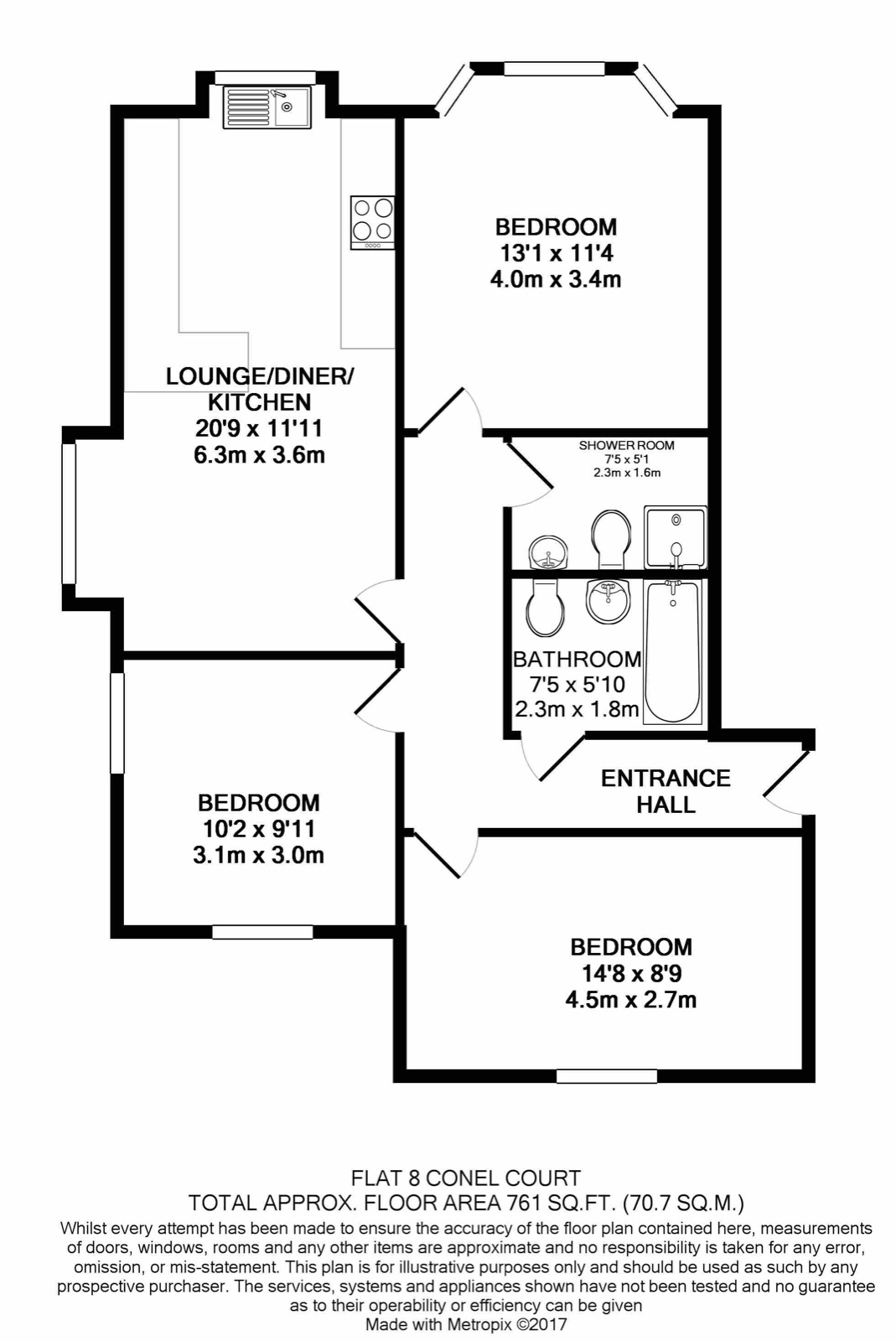 Floorplan of Flat 8, Conel Court